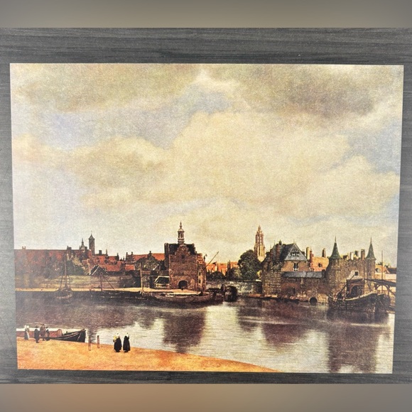 Johannes Vermeer View of Delft Original Vintage Fine Dutch Art Print 1930’s USA - Picture 2 of 7
